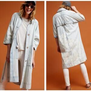 ANTHROPOLOGIE x HEI HEI Bleached Trench Coat Light Wash {MM52}